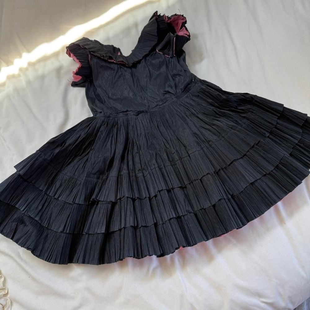 black tiered paper dress 1920s 30s black tiered ruffle children's dress